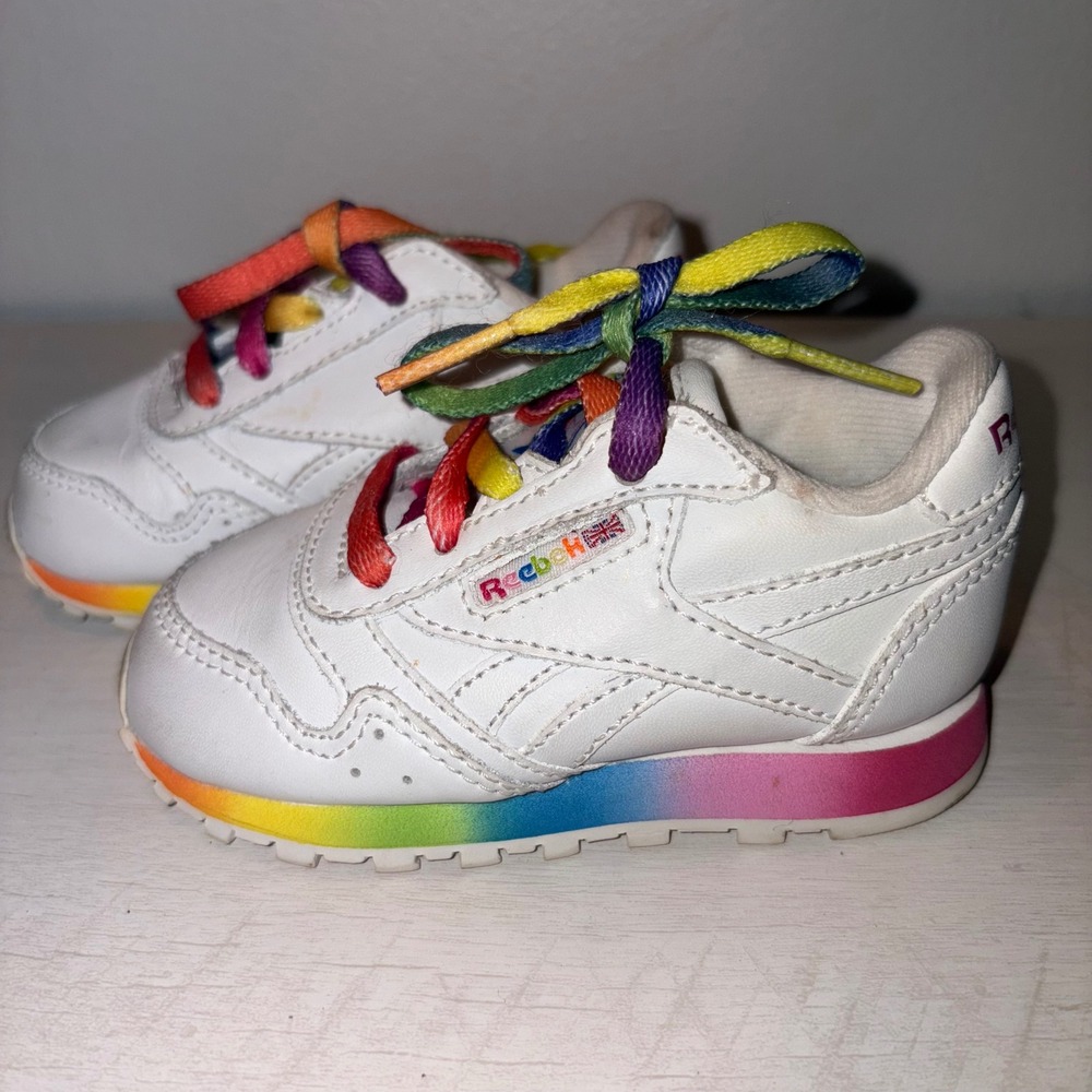 Reebok Classic Rainbow Sneakers Toddler Shoes Colorful‎ Pride Size?4
